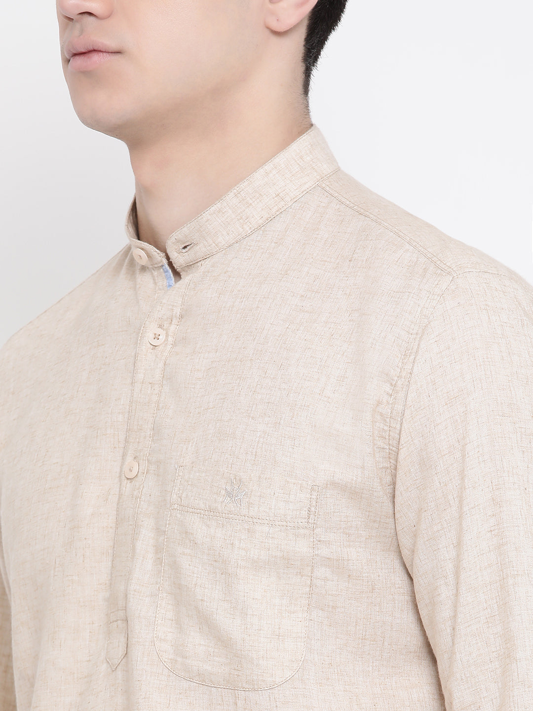 Tan Solid Cotton Slim Fit shirt-Men Shirts-Crimsoune Club