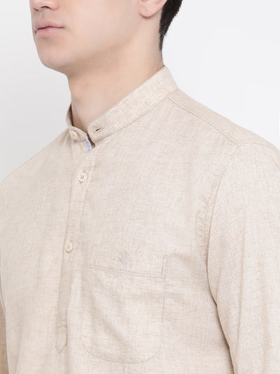 Tan Solid Cotton Slim Fit shirt-Men Shirts-Crimsoune Club