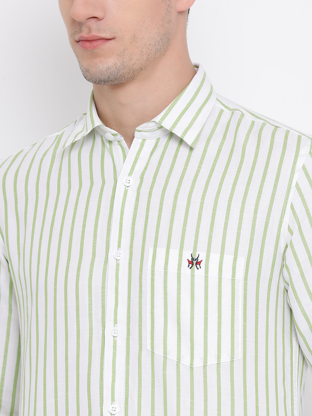 Green Striped Button up Shirt - Men Shirts