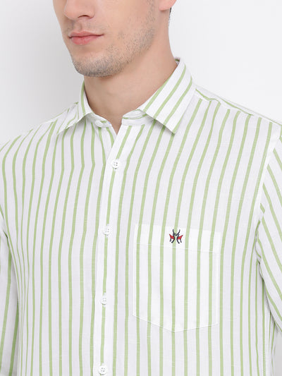 Green Striped Button up Shirt - Men Shirts