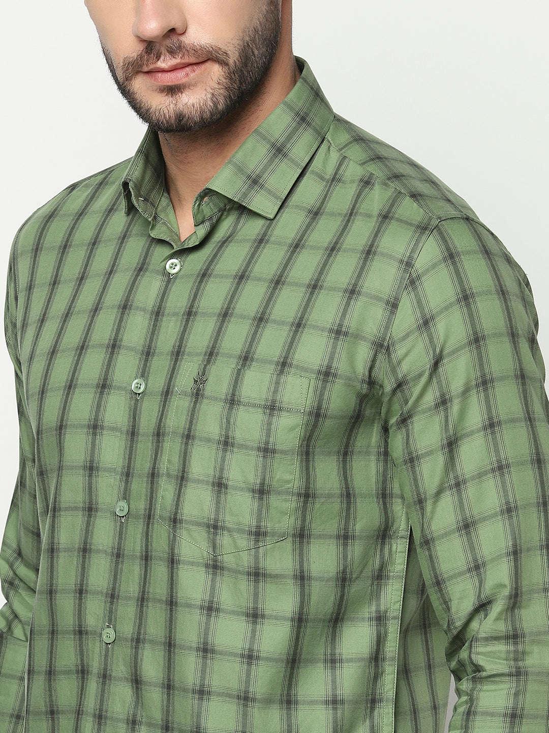 Green Windowpane Checked Shirt-Men Shirts-Crimsoune Club