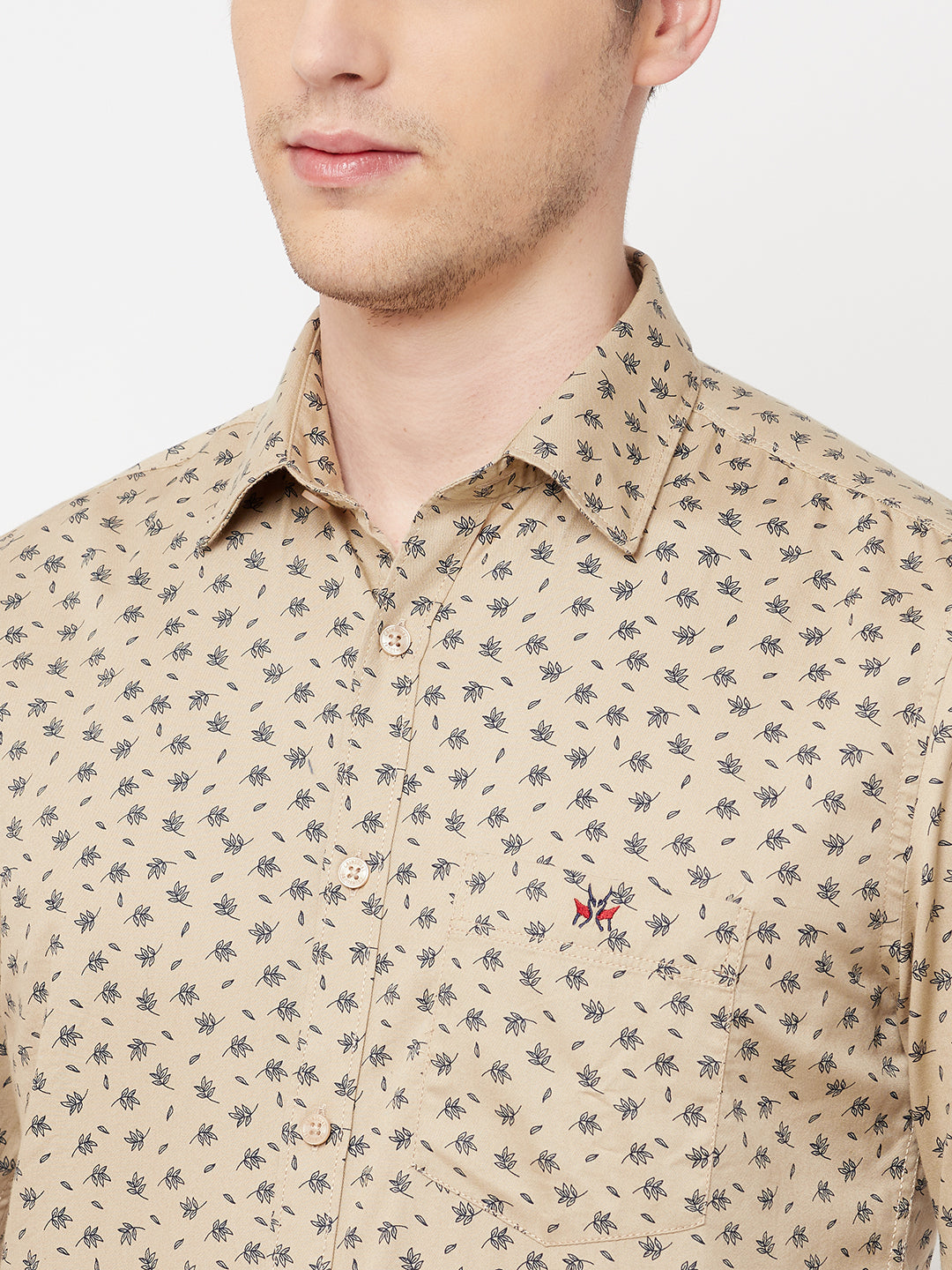 Beige Floral Shirt - Men Shirts