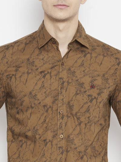 Brown Printed Slim Fit shirt - Men Shirts