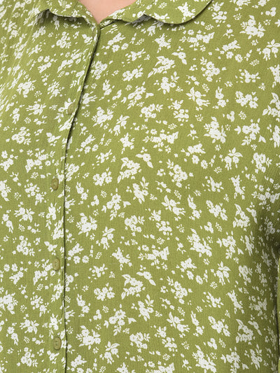 Ruffle Floral Button-Down Top-Women Tops-Crimsoune Club