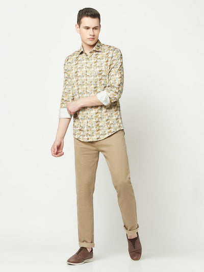  Khaki Textured Trousers