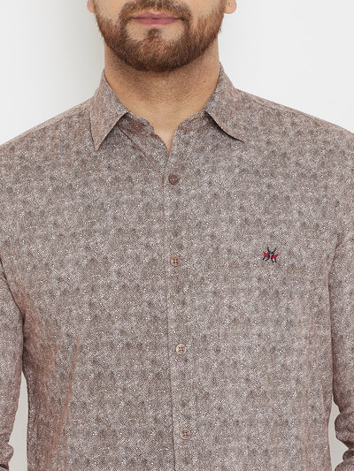 Brown Printed Shirt - Men Shirts