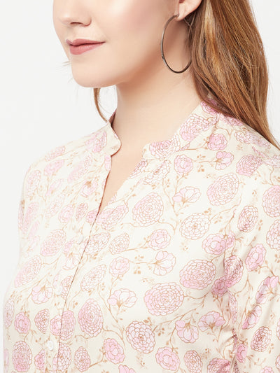 Cream Floral Printed Top - Women Tops