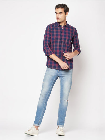  Checked Purple Shirt