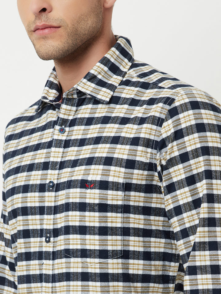 Navy Blue Tartan Checked Shirt-Men Shirts-Crimsoune Club