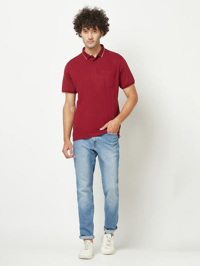  Plain Maroon Polo T-Shirt