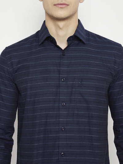 Navy Blue Striped shirt - Men Shirts