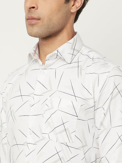   White Shirt in Abstract Print 