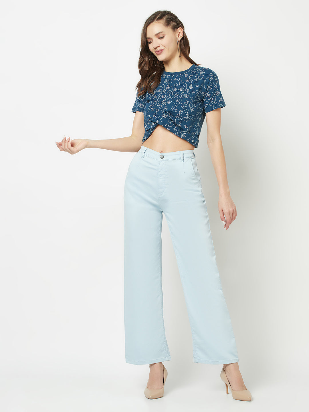  Sky Blue Wide Leg Jeans 