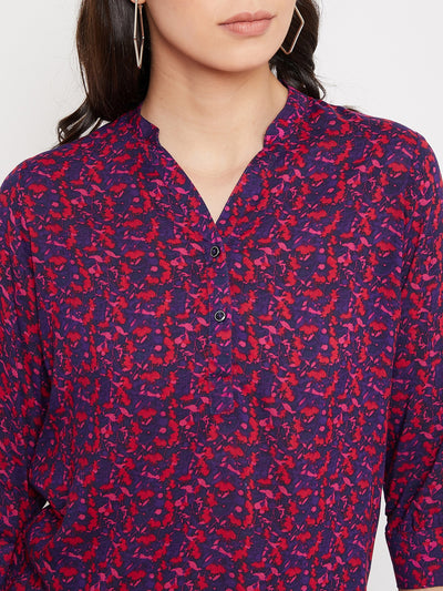 Red and Blue Printed Top - Women Tops