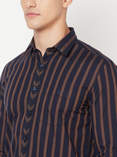 Navy Blue Striped Shirt - Men Shirts