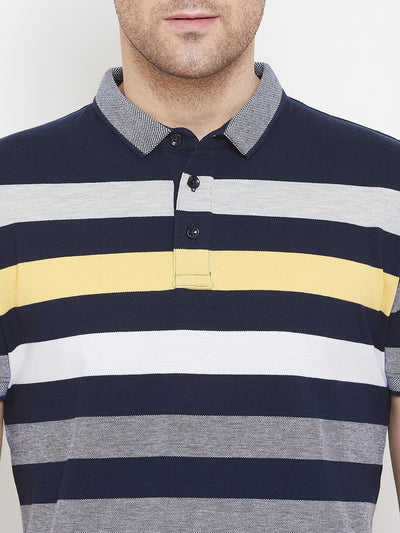 Navy Blue Striped T-shirt - Men T-Shirts