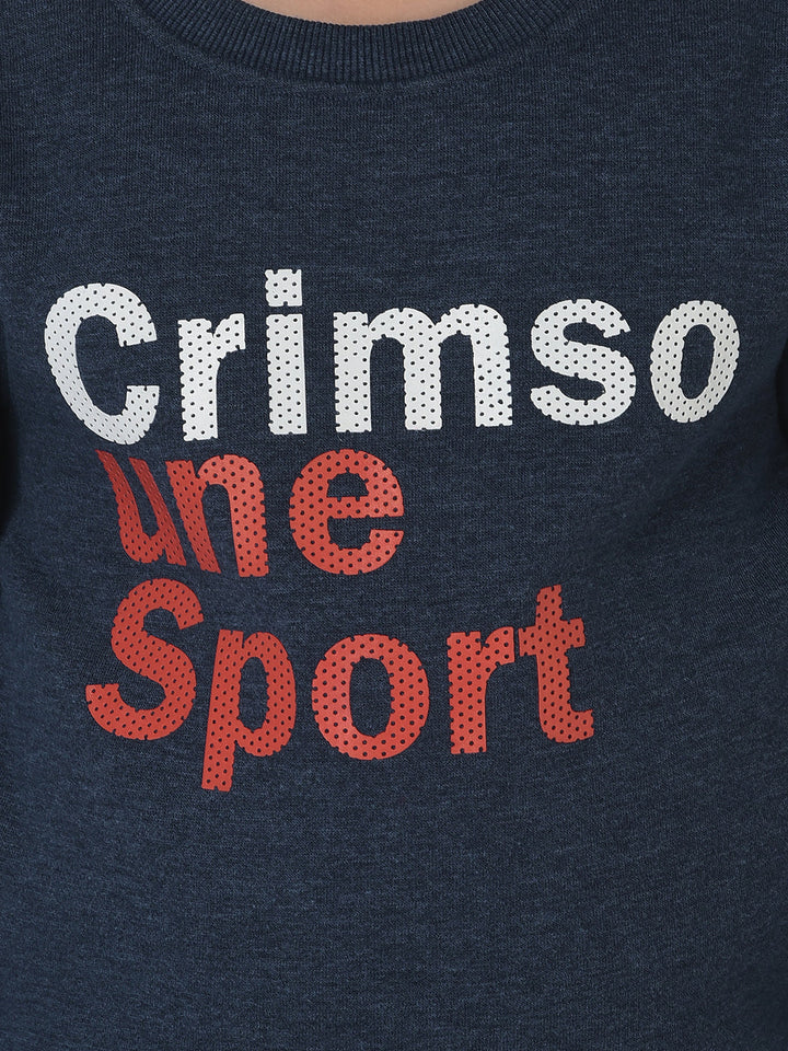 Navy Blue Logo-Block Sweatshirt in Pullover Style 