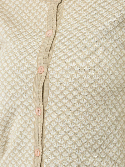  Beige Abstract Print Cardigan 