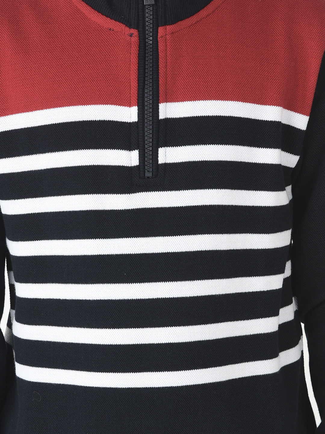  Half-Zipped Red Stripe Sweatshirt 