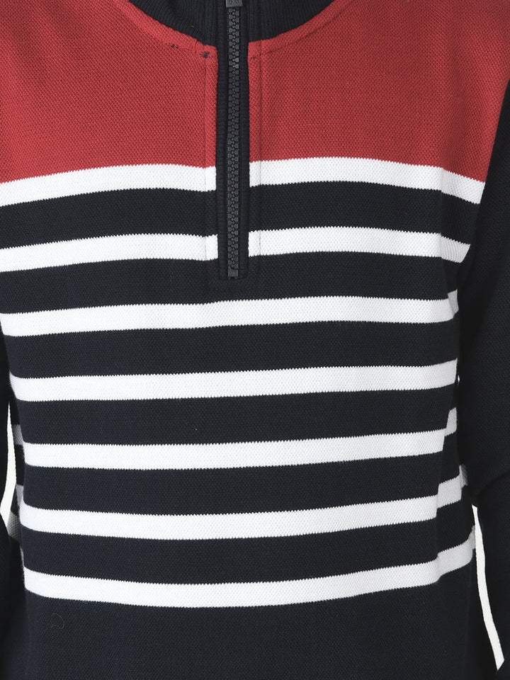  Half-Zipped Red Stripe Sweatshirt 