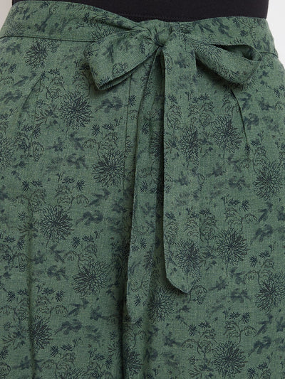 Green Printed tie-up Shorts - Women Shorts