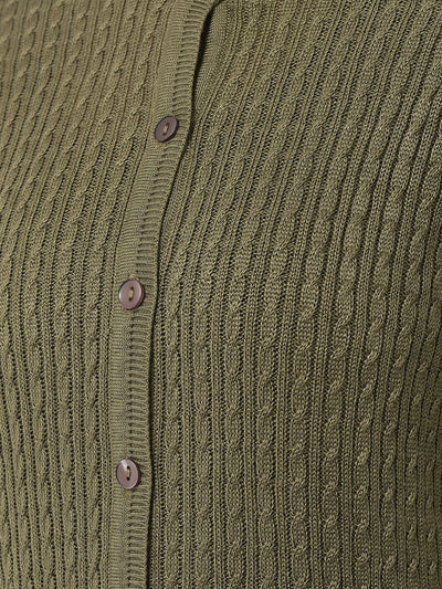  Olive Embroidered Cardigan 