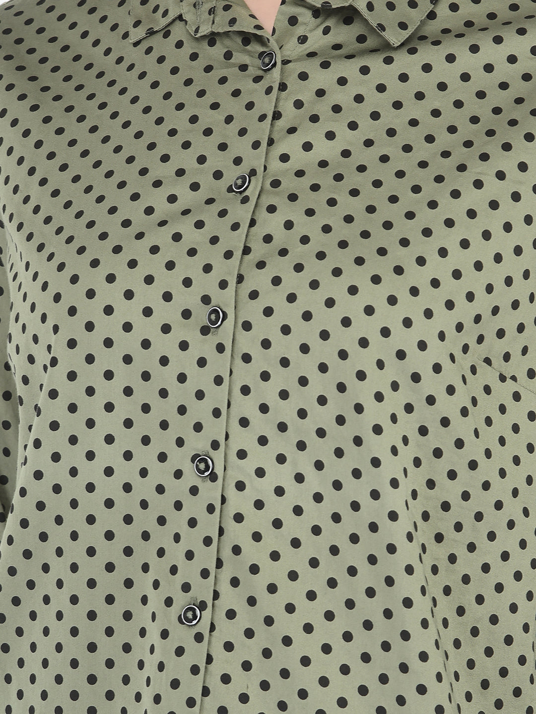 Olive Green Polka Dot Shirt - Women Shirts