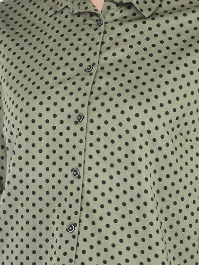 Olive Green Polka Dot Shirt - Women Shirts