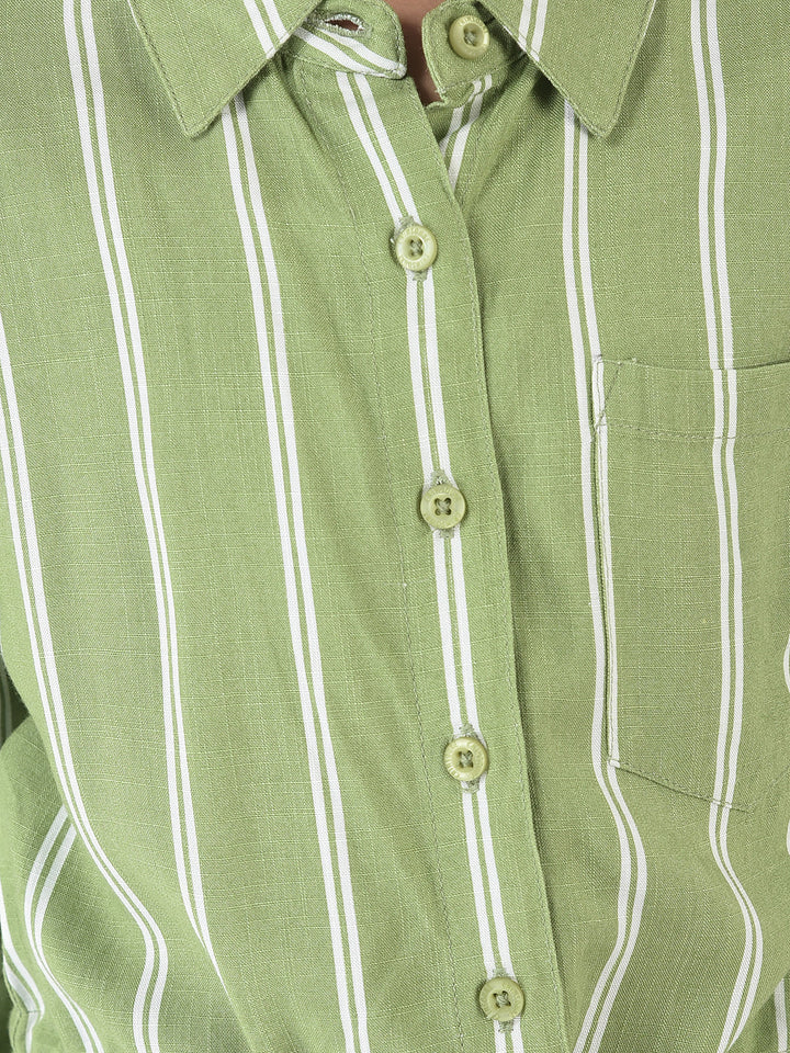 Light Green Shirt with Tie-Up Detail