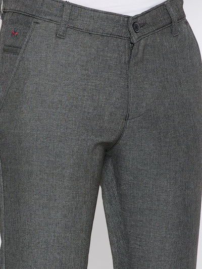 Grey Slim Fit Trousers - Men Trousers