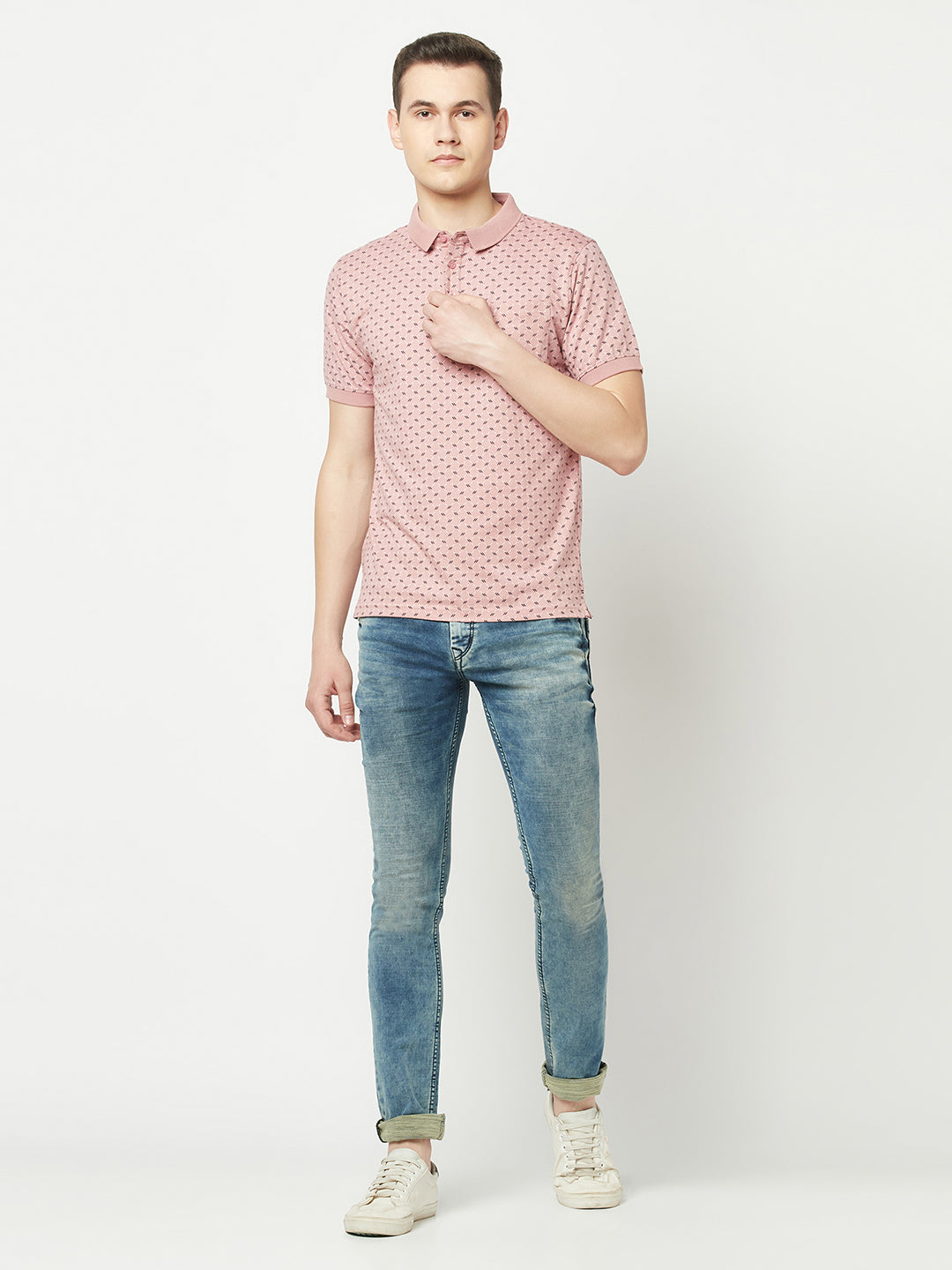  Pink Geometric Polo T-Shirt