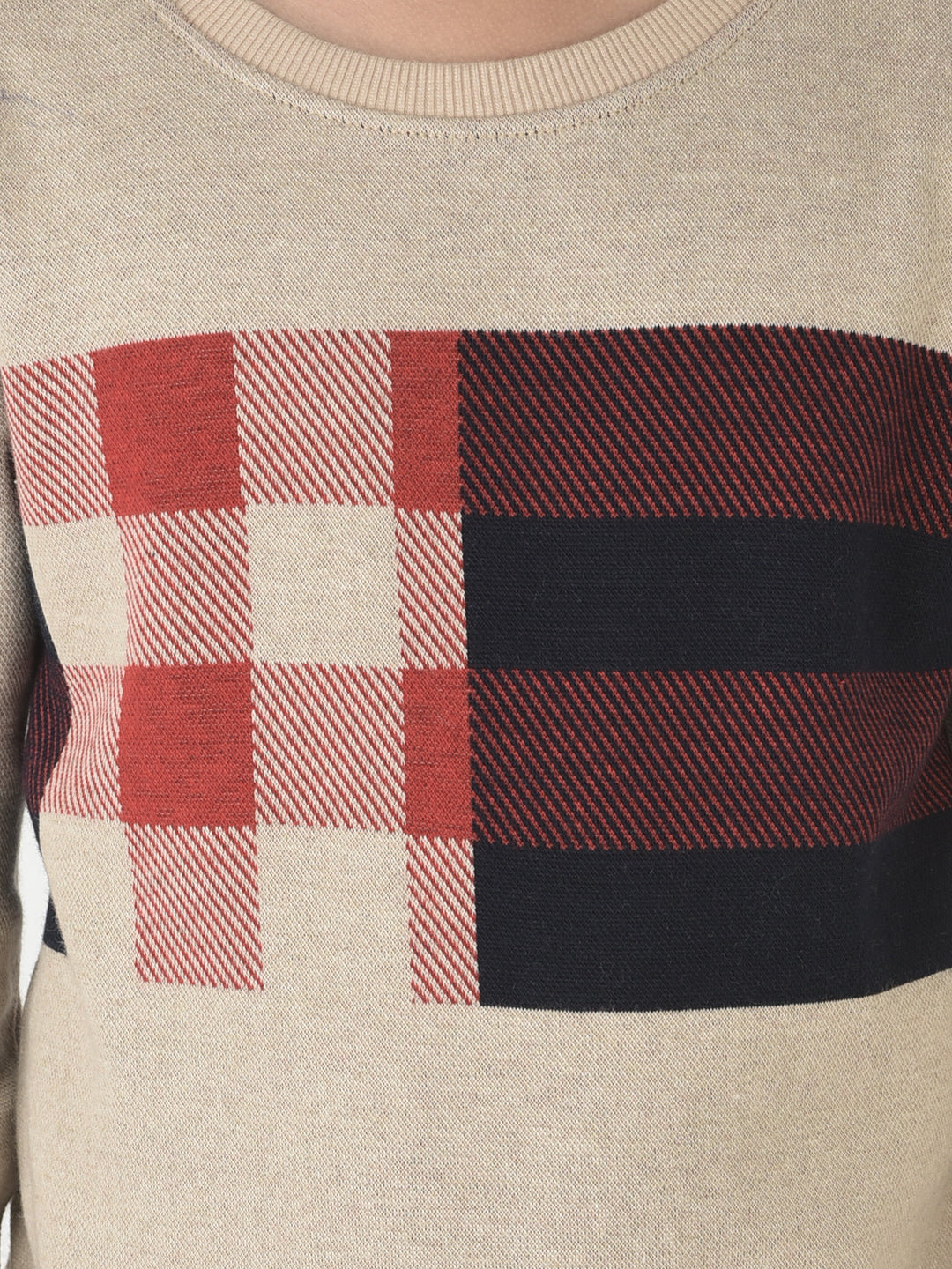  Beige Checked Sweatshirt