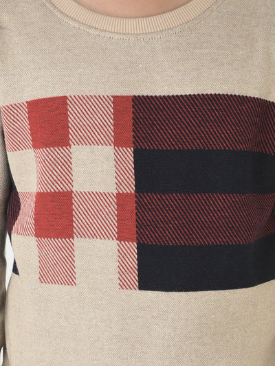  Beige Checked Sweatshirt