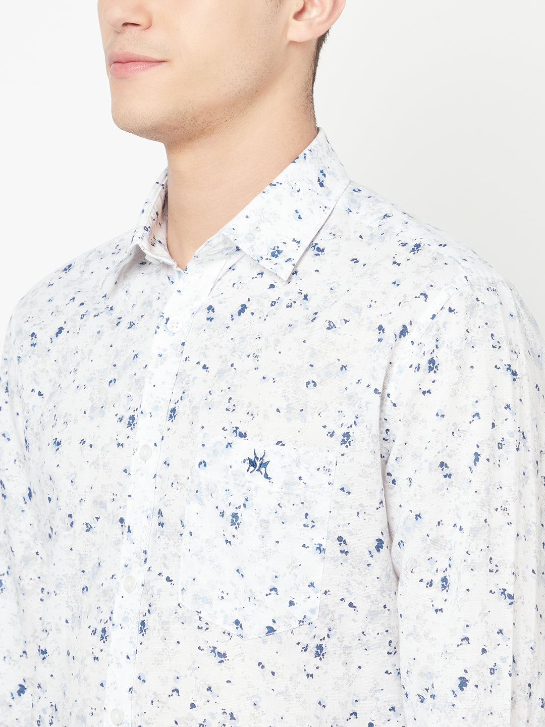 White Printed Linen Shirt - Men Shirts