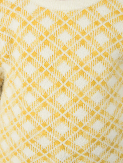  Mustard Yellow Checkered Sweater 