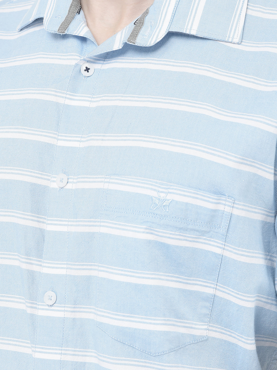 Sky Blue Horizontal Stripe Shirt-Men Shirts-Crimsoune Club