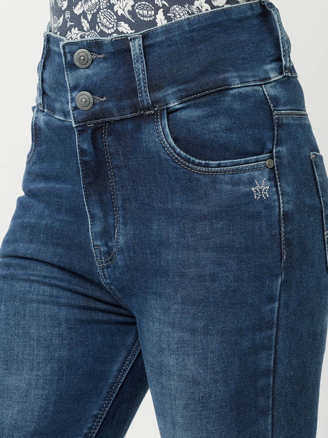 High Waisted Blue Jeans-Women Jeans-Crimsoune Club