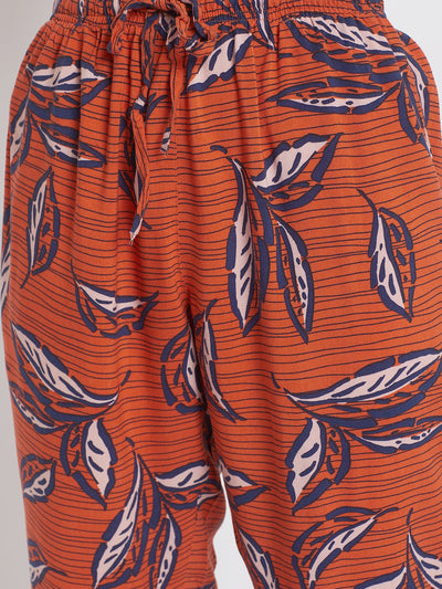 Orange Floral Lounge Pants - Women Lounge Pants