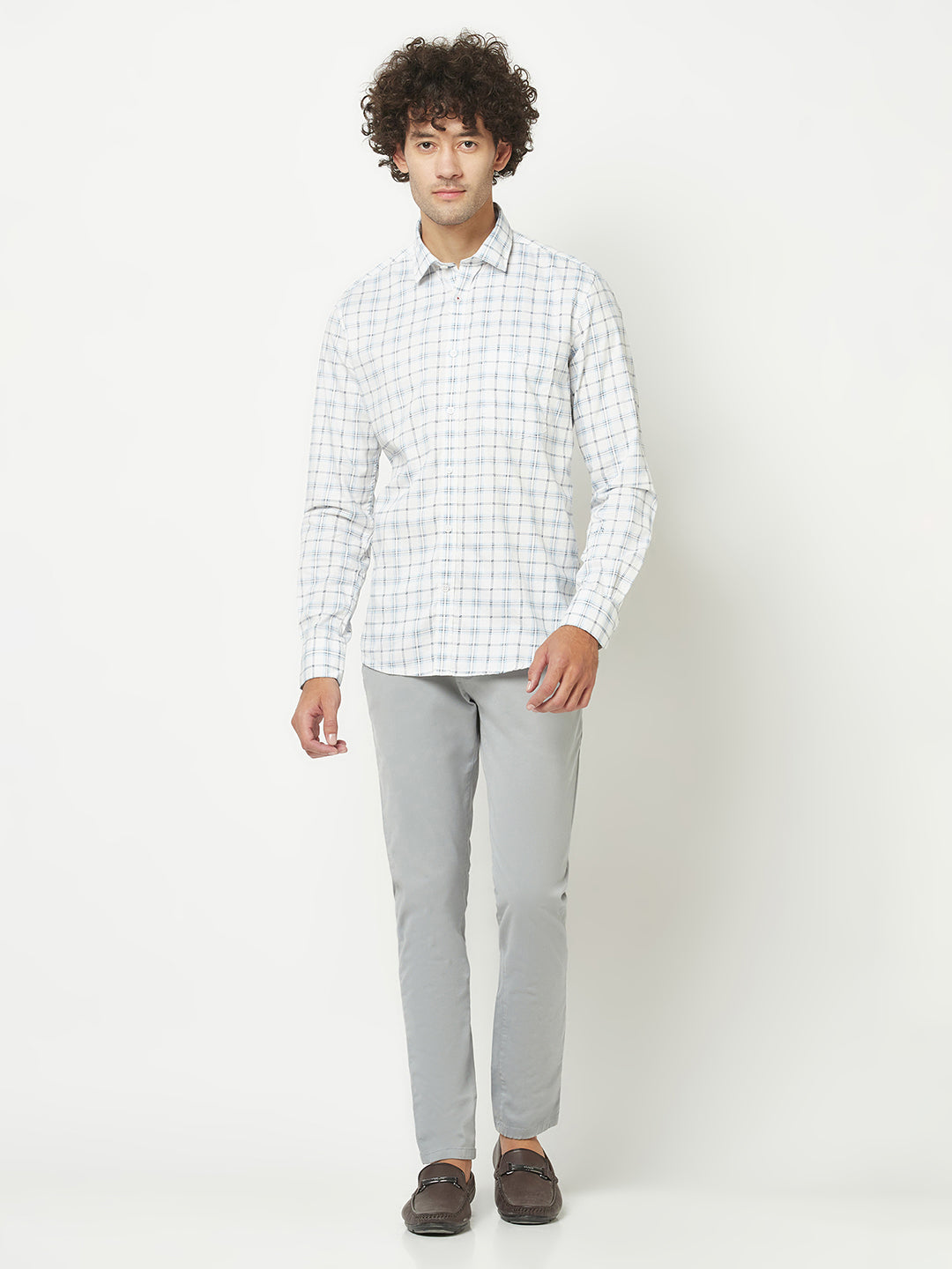  White Windowpane Checked Shirt