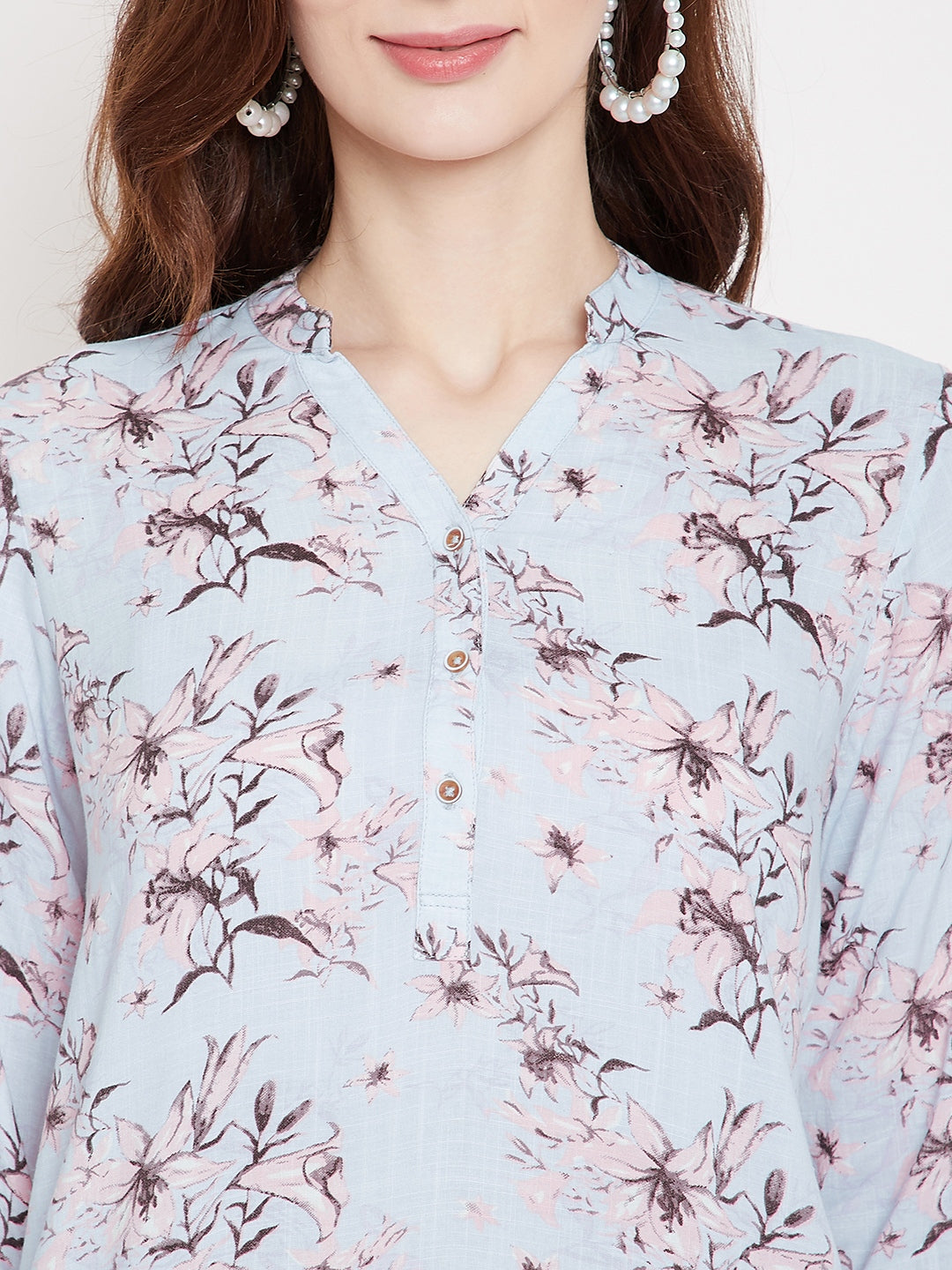 Blue Floral Top - Women Tops