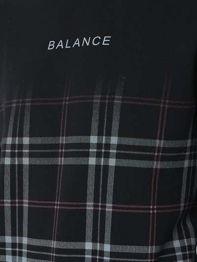  Navy Blue Balance Checked Sweatshirt