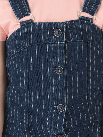 Navy Blue Striped Pinafore Dress - Girls Dress
