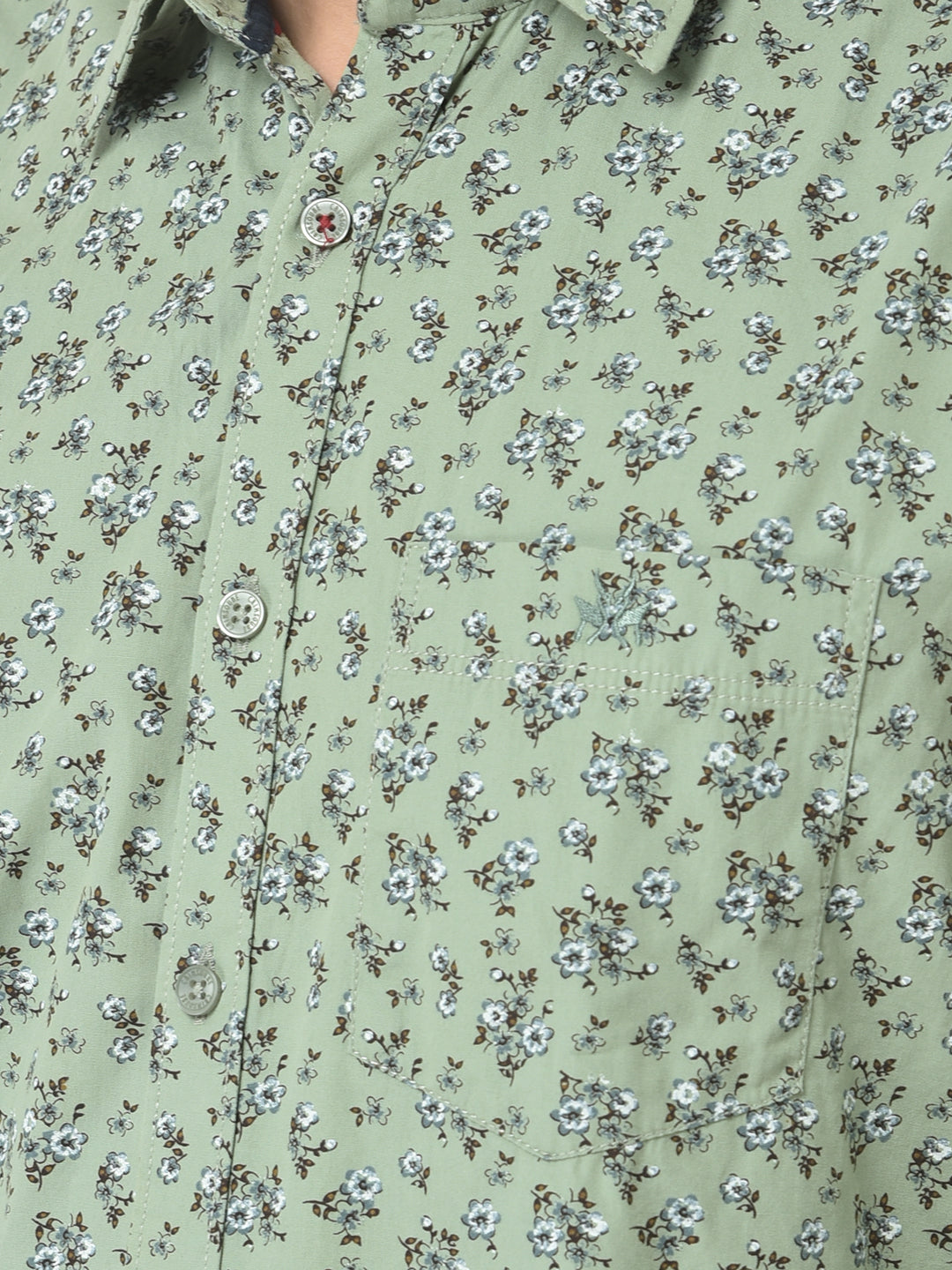 Tea Green Shirt in Floral Print 