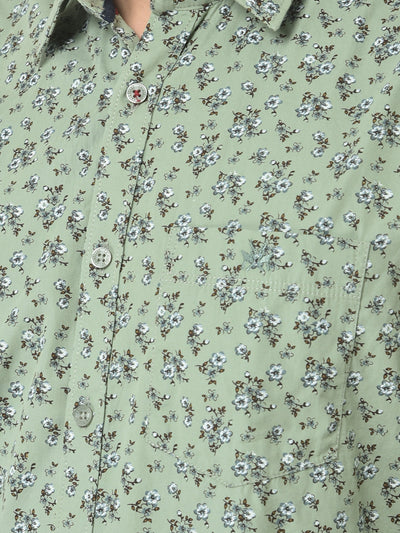 Tea Green Shirt in Floral Print 