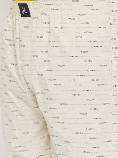 Beige & White Printed boxers - Men Boxers