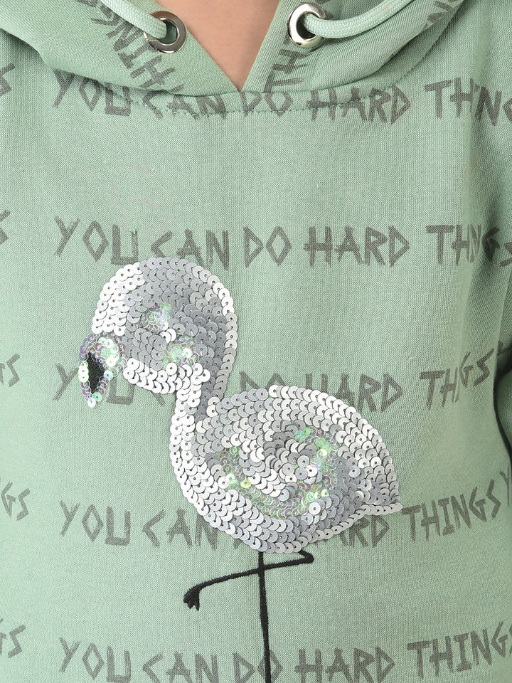  Green Sweatshirt with Graphic Detailing 