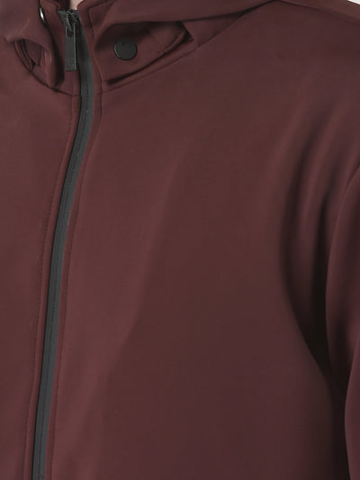  Maroon Removable-Hood Jacket