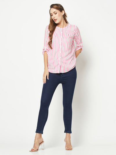  Magenta Pink Striped Shirt