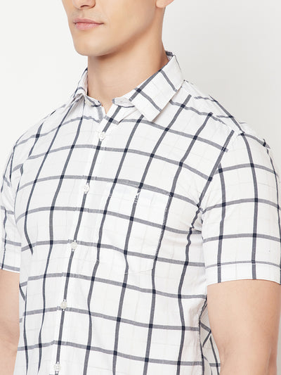 White Graph Checked Shirt - Men Shirts