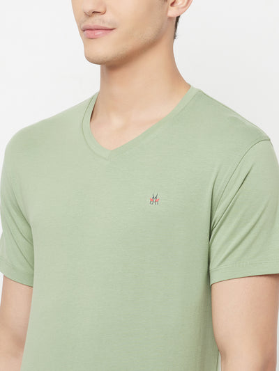 Olive V-Neck T-Shirt - Men T-Shirts